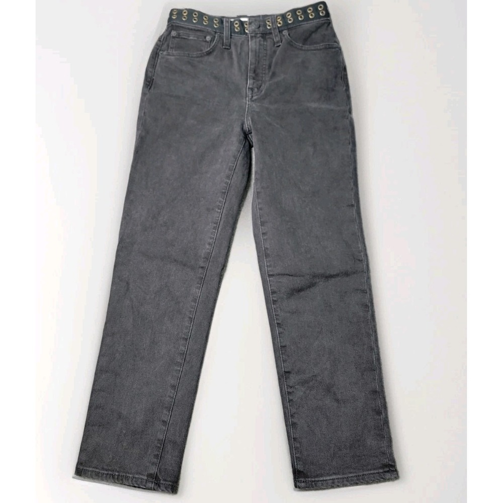 Madewell Women's Classic‎ Straight Jeans Size 25 Black Gray High Rise Denim